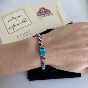 Lagos Gemstone Caviar Bracelet in Blue Topaz